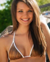 Exciting tasty girlfriends with puffy nipples are in sexy bikinis by the pool