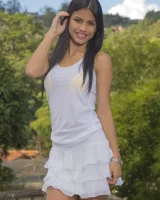 Exciting puffy nipples latin teen wearing yellow micro bikini